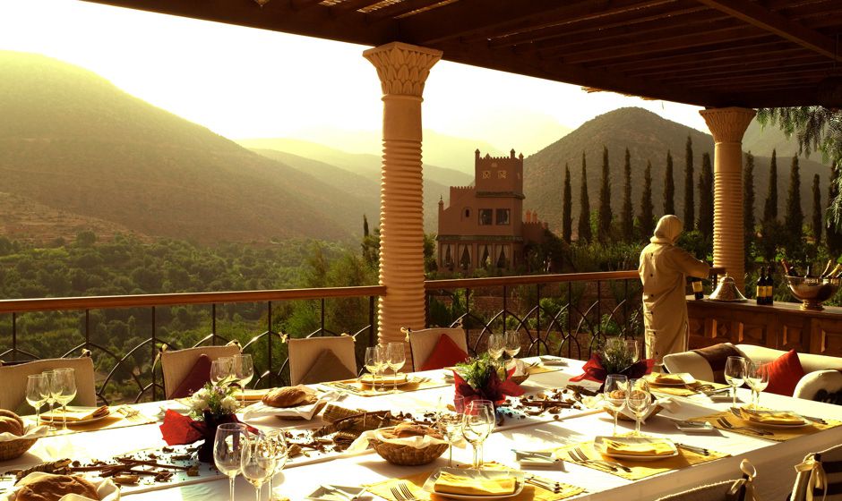 Kasbah Tamadot owned by Richard Branson is a luxury Atlas Mountain hotel near Ma